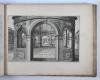 Vredeman de Vries, Jan und Paul, Sammelband mit den deutschen Ausgaben der Perspective und Architectura. I. Perspective. Das ist die weitberuembte khunst, eines scheinenden in oder durchsehenden augensichts Puncten… Leiden, H. Hondius, (1605.) 2 Teile. Mit gestoch. Titel (auf diesem der typographierte deutsche Untertitel montiert), rückseitig das Kuferstichporträt J. Vredeman de Vries’, halbseit. Kupferstichporträt Moritz von Nassau, und 73 Kupfern auf 72 Blättern (Tafeln 33 und 34 auf 1 Blatt, Tafel 47 am Ende des Sammelbandes eingebunden). 7 Blätter Text und 4 Blätter Text inkl. Zwischentitel.– II. Architectura. Die köstliche und weitbrumbte khunst, welche besteht in fünfferley Art der Edifitien… (Leiden), H. Hondius, (1606). Mit gestoch. Titel (hier der Text direkt auf das Papier gedruckt), und 30 Kupfertafeln (statt 31, Tafel BB/2 auf altem Papier faksimiliert). 7 Blätter Text.