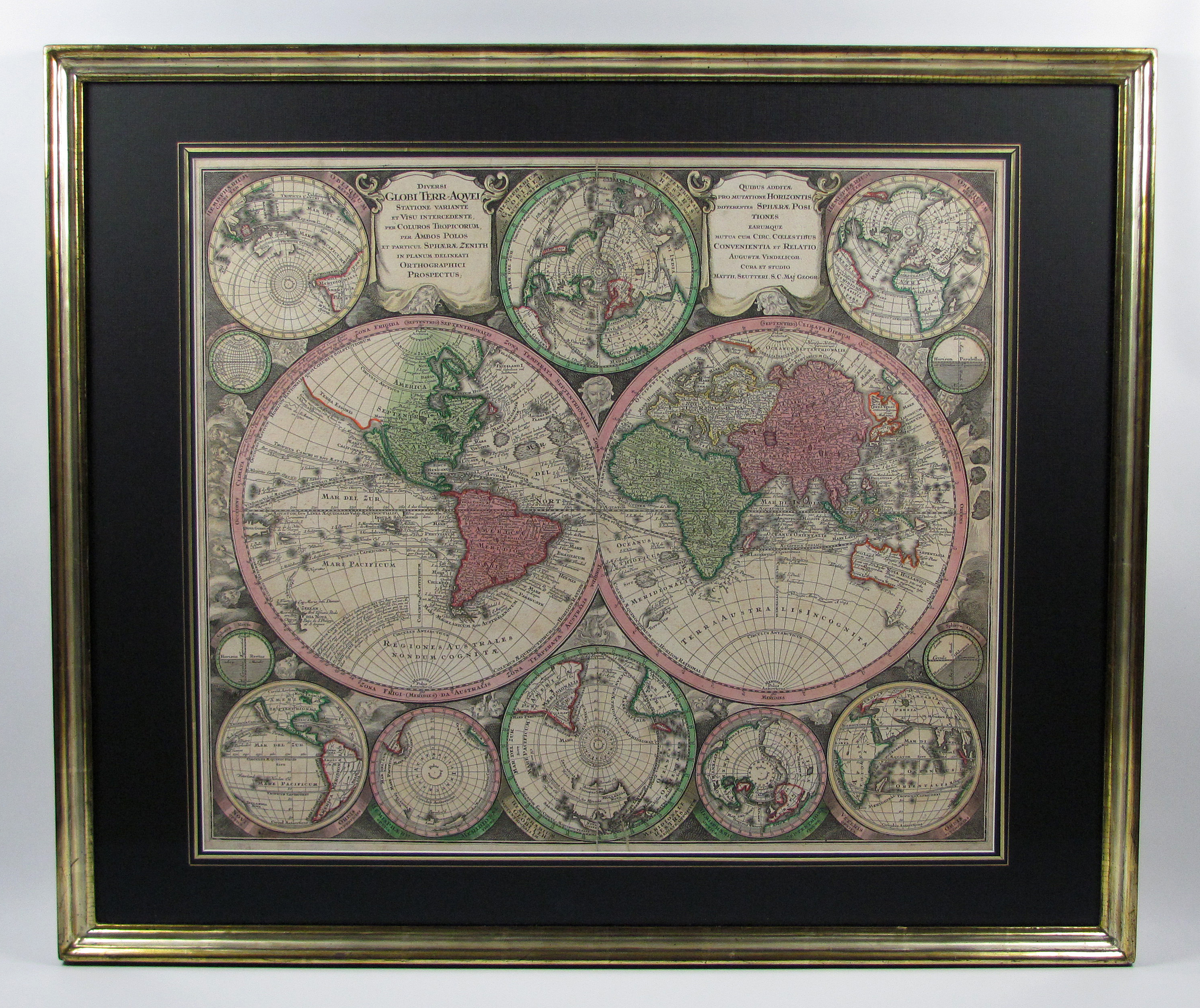 Seutter, Georg Matthäus, Weltkarte, 4 Kontinentkarten und Himmelskarte.