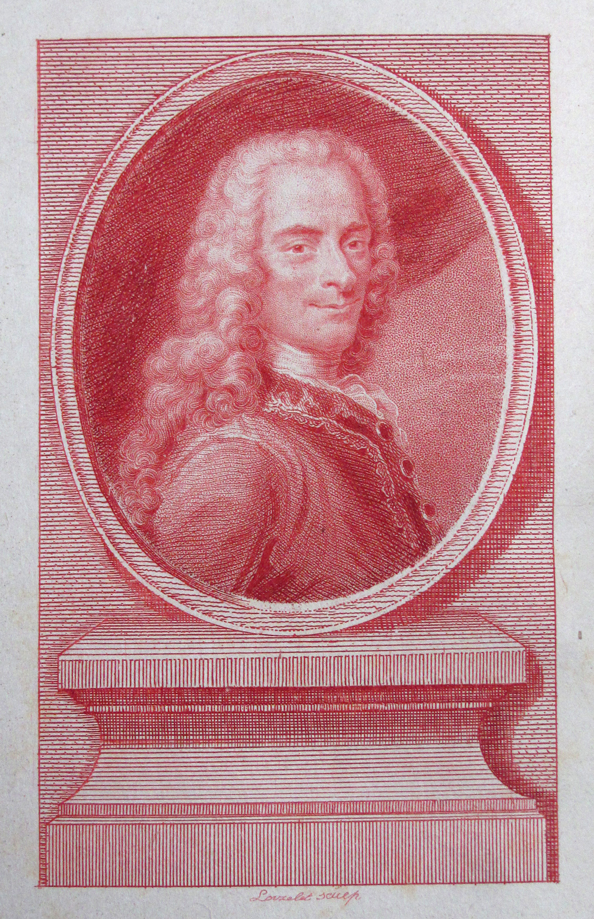 Voltaire (d.i. François Marie Arouet), La Pucelle d’Orléans. Poëme en vingt et un chants. Auf Pergament gedruckt. Édition ornée de figures gravées par Duplessis Berthault (d.i. Jean Duplessis-Bertaux (1747-1820).